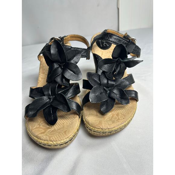 BOC Born O Concept Womens Size 8 Shoes Black Floral Slingback Wedge Sandal - Picture 14 of 15